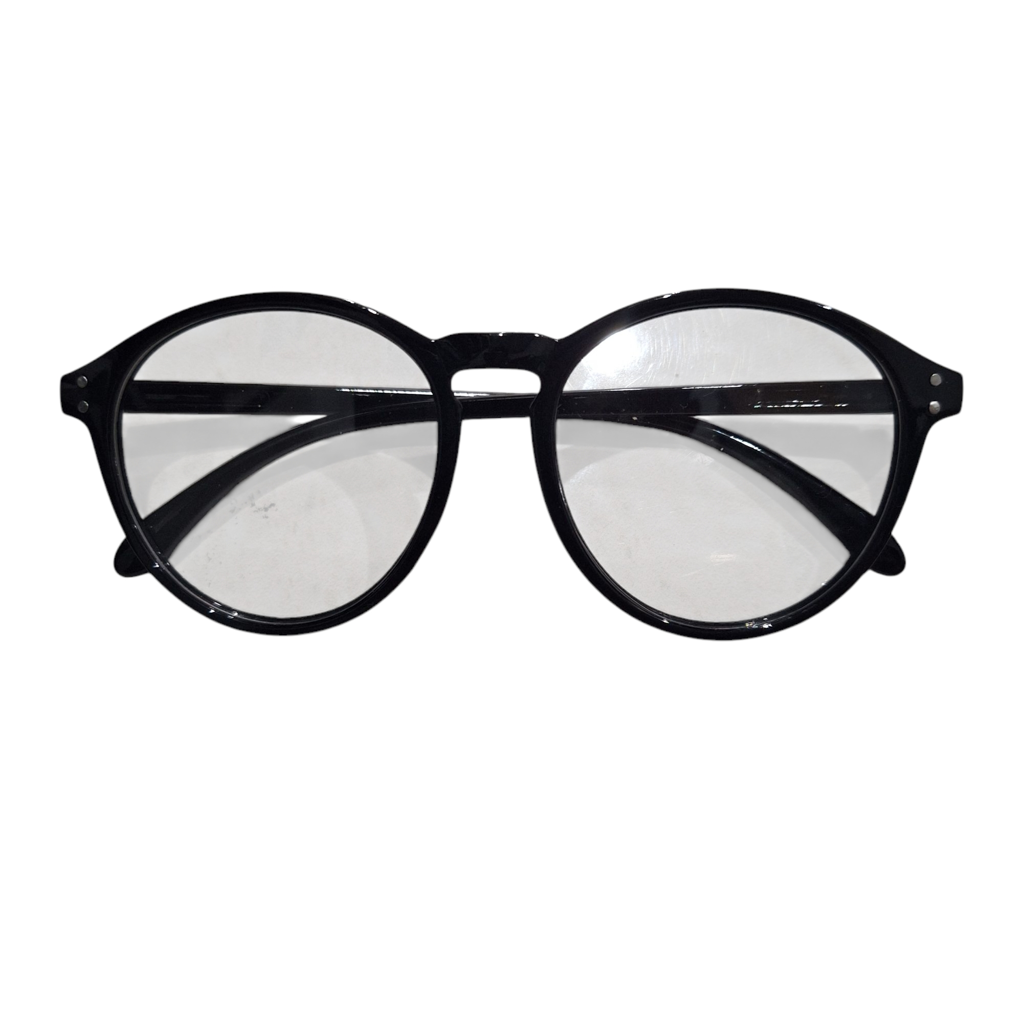 kacamata anti radiasi bulat frame hitam glossy 008